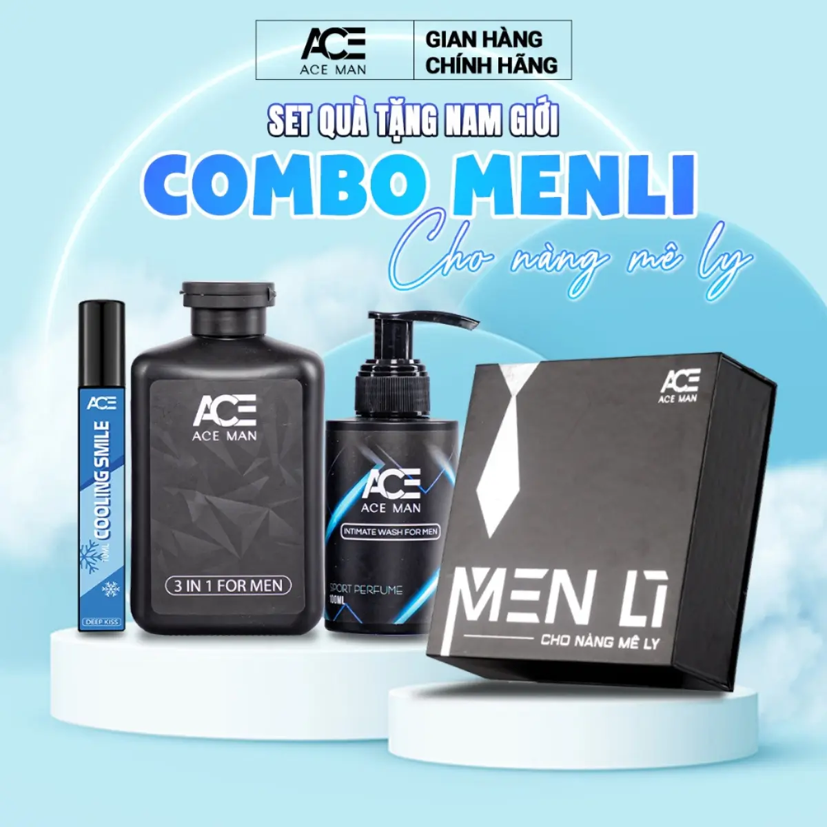 ［QUÀ TẶNG ] Set quà tặng nam giới Combo "MEN LÌ " bộ 3 ACEMAN gồm 3 món chăm sóc cá nhân dành cho nam giới