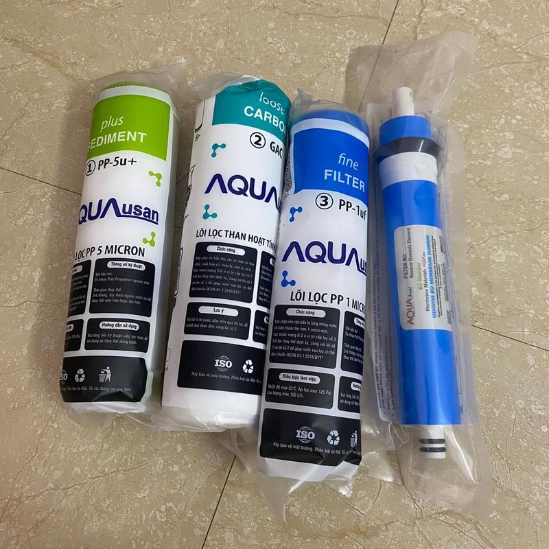 Combo lõi 1234 aqua cho máy Ro, hiệu AQUAUSAN