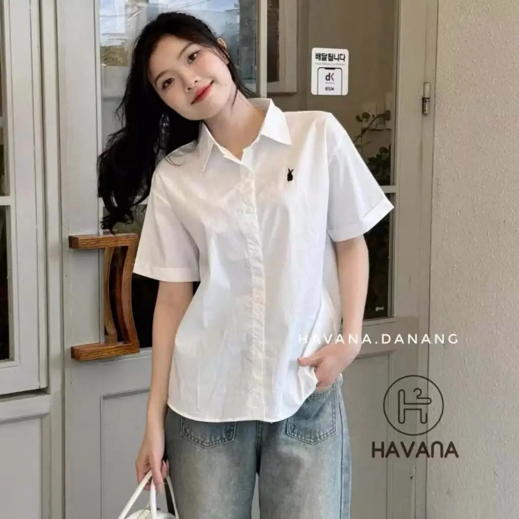 [ A06 SỐ 2 ] CÓ BIG SIZE  Áo sơ mi kiểu nữ chất lụa cát thêu ngắn tay Qiho Women Top Cat