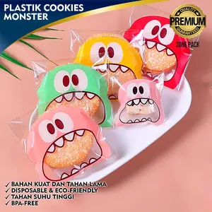[100 PCS] Plastik Cookies Monster | Plastik kue | Plastik Permen Parakter | Kantong Kemasan Kue Biskuit Cookies Souvenir