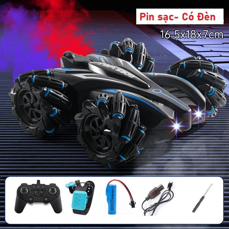 Ô tô Điều Khiển Từ Xa 2 Ống Phun Khói, Pin sạc, Có Đèn, Âm thanh động cơ mạnh mẽ. [Kèm 2 Pin Điều Khiển] Đồ chơi Toy