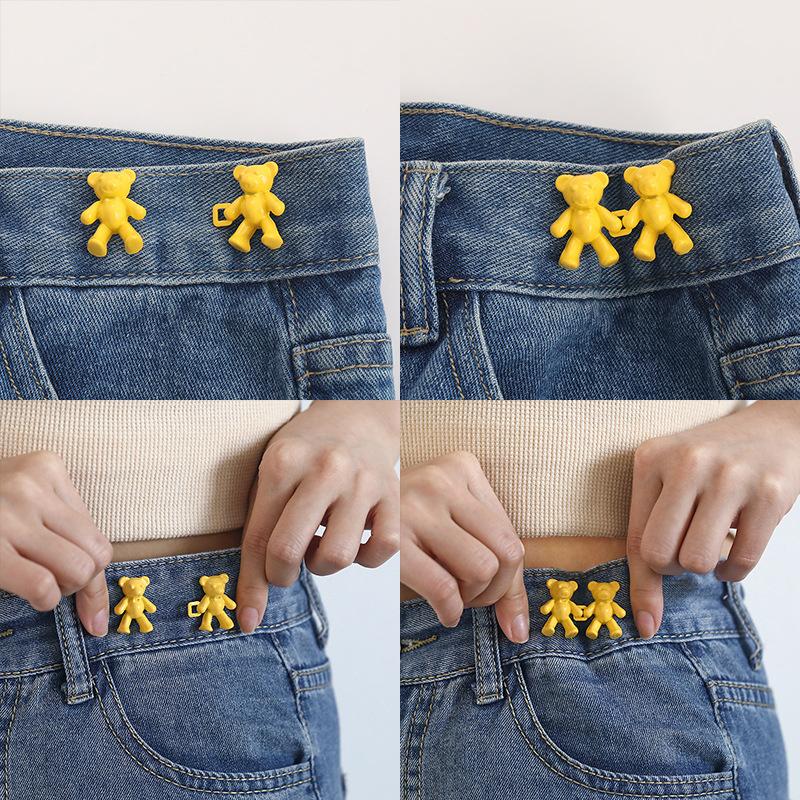 Product Introduction of 1Pair Nail-free Jeans Bear Waist Buckle Removable Closing Artifact Invisible Snap Button Tightening Waistband Button Adjustable 10