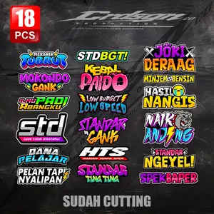 Isi 18 Lembar Sticker Racing Sticker Pack Sticker Kata Viral Tobrut Standar Gank HTS Sponsor Racing Sticker Motor SUDAH TERPOTONG