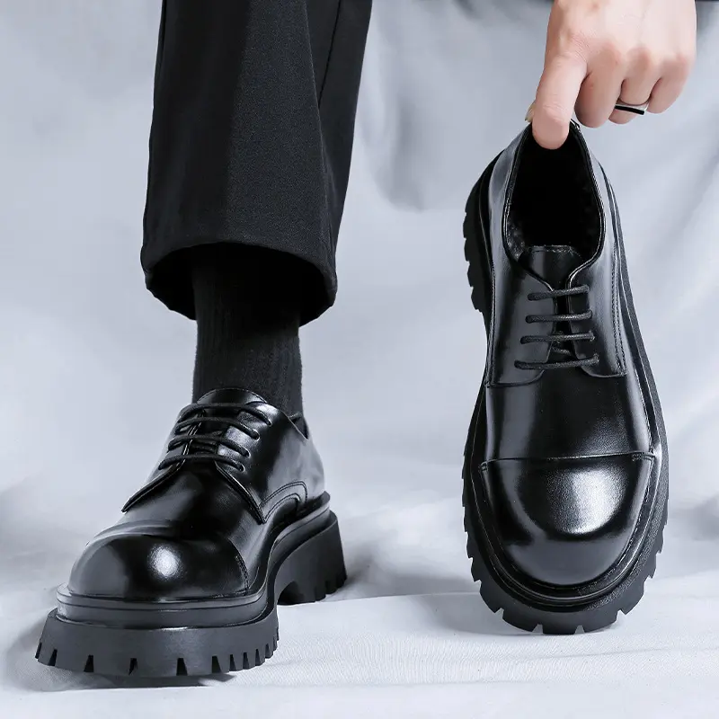 Giày Da, Giày Derby Cổ Điển Phổ Biến Cho Nam, Thiết Kế Cao Cấp, Tăng Chiều Cao, Phong Cách Preppy Anh Quốc, Giày Da Nhỏ