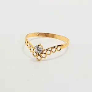 Cincin Emas Muda V Mata Putih Renda 1/2 Gram
