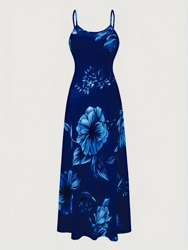 Women's Floral Print Dress, Boho Sleeveless Dress for Beach Holiday Vacation, Ladies Clothes for Summer 2