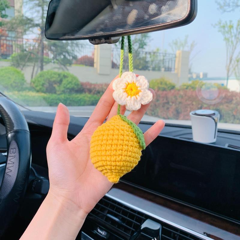 Flower & Lemon Design Car Hanging Decoration, Car Interior Rear View Mirror Pendent, Car Accessories 2