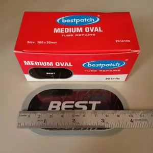 Tip Top Bestpatch Medium Oval 100x50mm 1 Box isi 20pcs - Karet Tambal Ban Dalam - Best - Bestpatch Car
