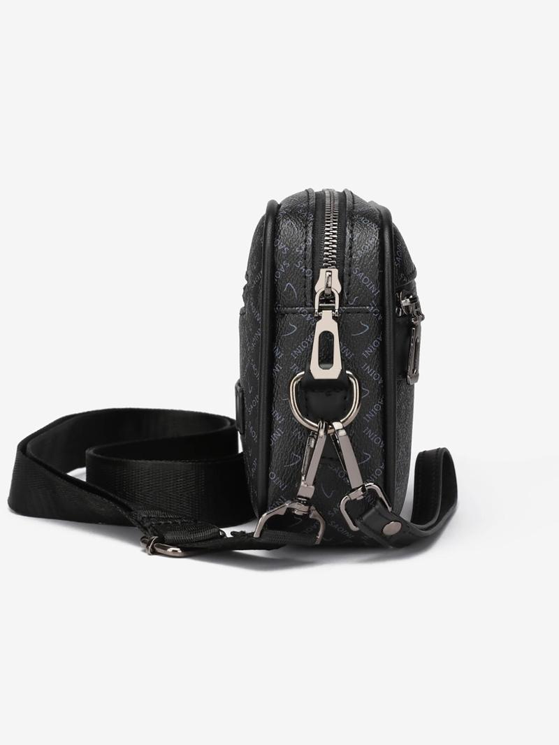 Product Introduction of Men's Fashionable Plain Color Crossbody Bag, Pu Leather Zipper Shoulder Bag for Daily Used, Casual Trendy Versatile High-quality Daily Commuting Bag 11