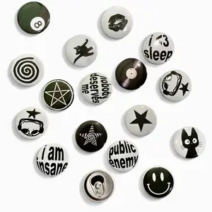 D-ONE Pin Bros 32mm - D-ONE Pin Bros Press - Pin Button Aestethic | Pin Tas | Bags Pin | BW Series