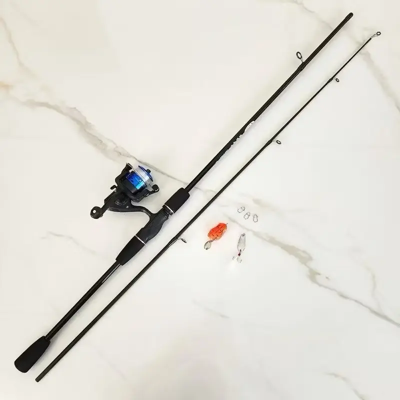 ￼Bộ Combo Cần Câu Lure Sói Đen Máy Đứng YF 200 Kèm Bộ Phụ Kiện Đầy Đủ Giá Rẻ,1m65 1m8 2m1