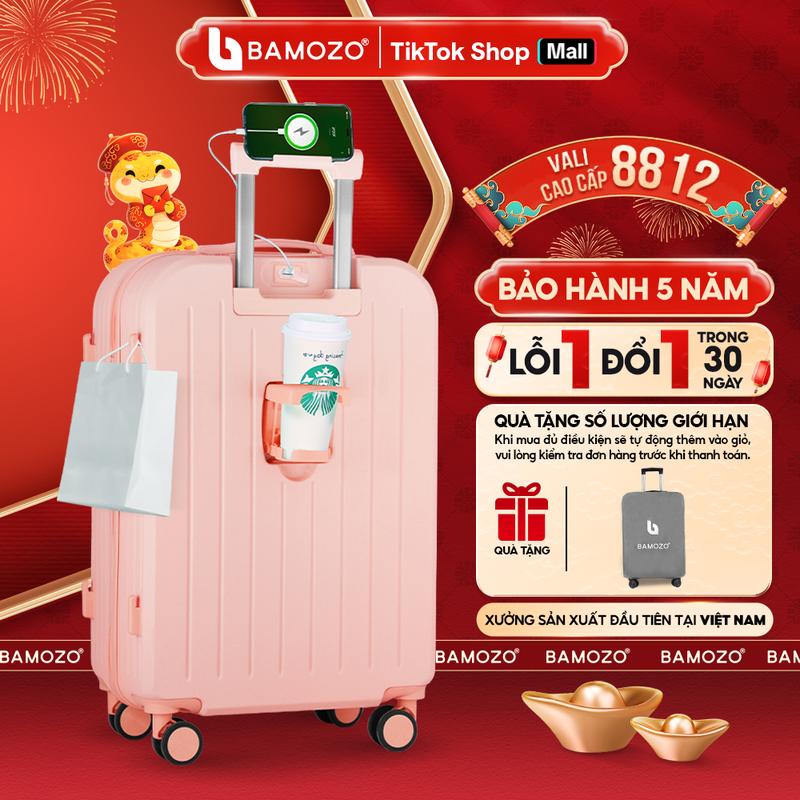 CAO CẤP - COMBO SIZE 20 + 24 Vali Du Lịch 8812 Bản Cao Cấp Bamozo Size 20+24 Nhựa ABS PC Cao Cấp Bánh Xe Chống Ồn - Tặng Bọc Vali ĐỘC QUYỀN CHỈ CÓ TRONG LIVE