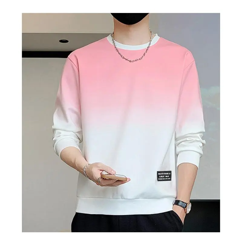 Áo Nỉ Dài Tay, Dành Cho Nam Giới, Gradient Màu, Xu Hướng Phong Cách Hồng Kông, Cổ Tròn, Thời Trang, Áo Sơ Mi Cơ Sở Hàn Quốc, Phần Mỏng, Dáng Rộng, Áo Thể Thao, Áo Nén, Áo Thể Dục Nam, Áo Thể Thao, Hàng Mới Về, Cặp
