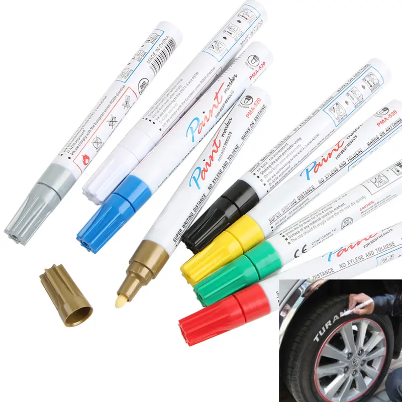 Bút Đánh Dấu Sơn Cao Su Vĩnh Viễn, 8 Màu Trắng, Không Thấm Nước, Cho Lốp Xe Ô Tô, Lốp Xe, Sơn Môi Trường 2