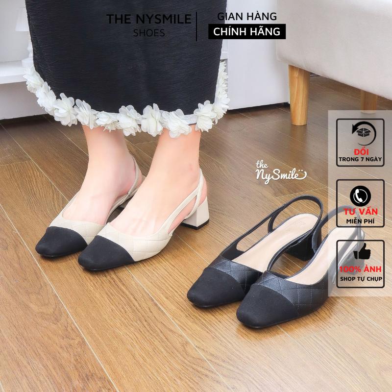 Giày cao gót 5p phối mũi sang chảnh , giày công sở  - THENYSMILE - HEDU 2