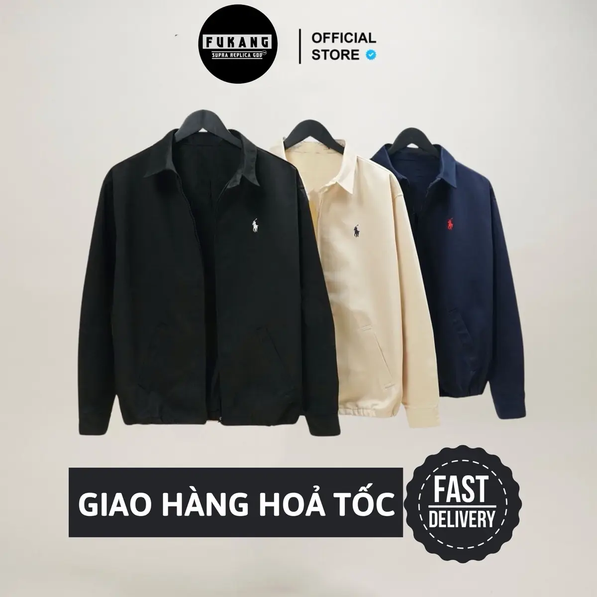 Áo Khoác Jacket Kaki Form Crop Boxy Nam Nữ Logo Ngựa Thêu Ss24