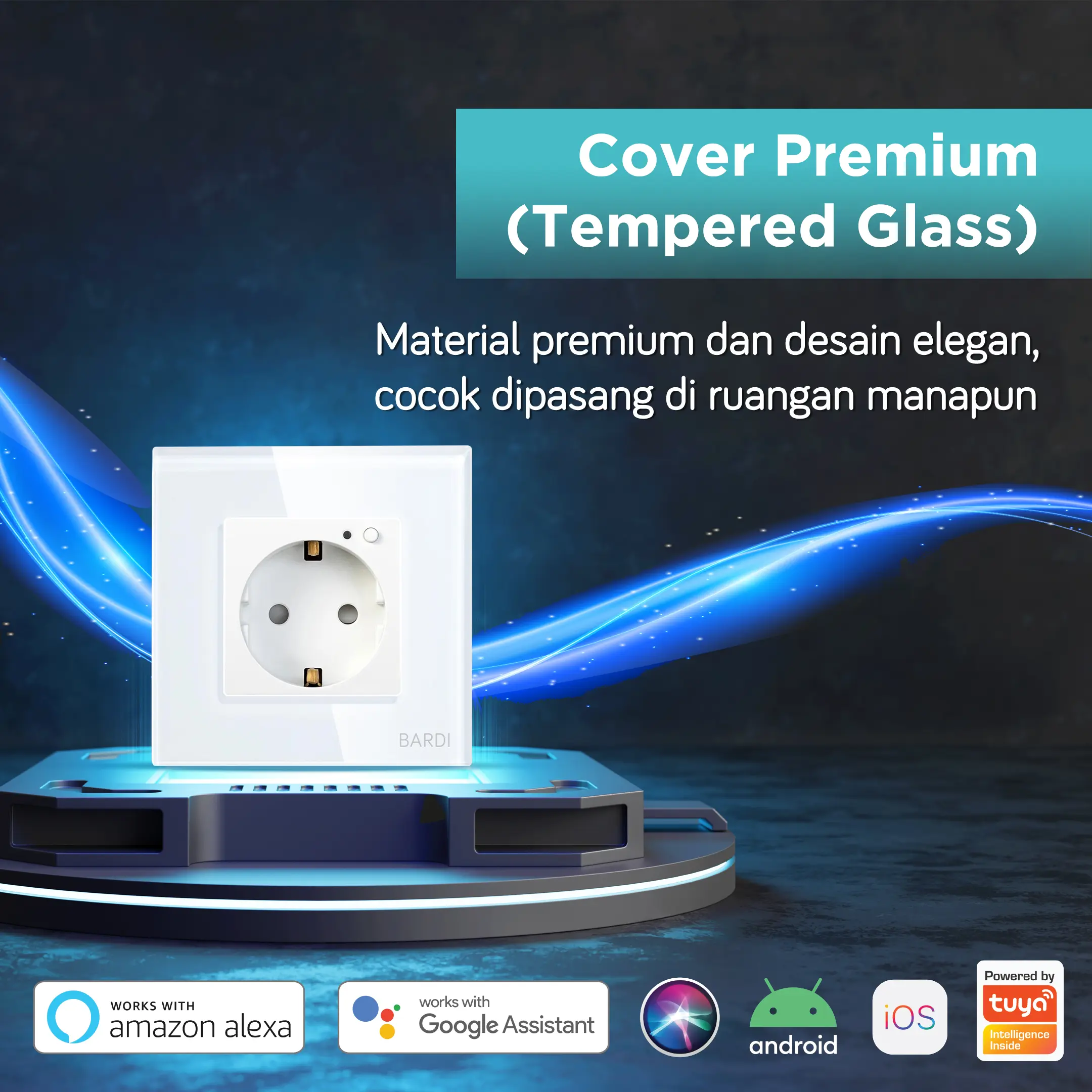 BARDI Smart Wall Socket EU Max 16A PTH/HTM - Stop Kontak Dinding Pintar Otomatis Wi-Fi Automation Putih Hitam