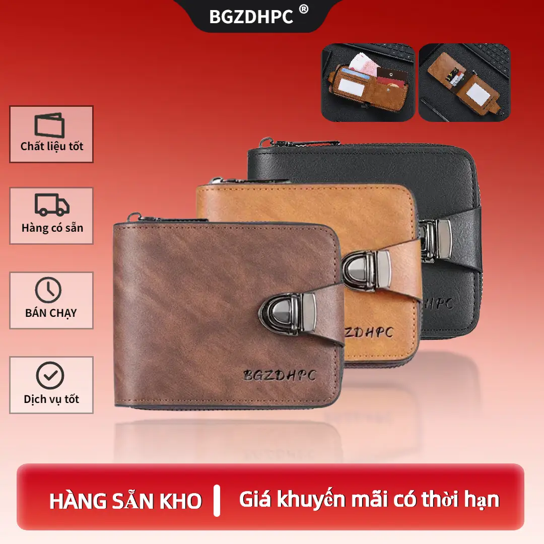 [BGZDHPC] Ví Nam,Ví Ngắn,Có Ngăn Đựng Căn Cước Và Ngăn Đựng Thẻ, Túi Có Khóa Kéo Tiền Xu, Ví Nam Da PU,Sức Chứa Lớn, Nhiều Ngăn Đựng Thẻ, Làm Bằng Da PU,Tiện Lợi, Phong Cách Cổ Điển Và Thường Ngày,Nhiều Khe Cắm Thẻ,Túi có dây kéo