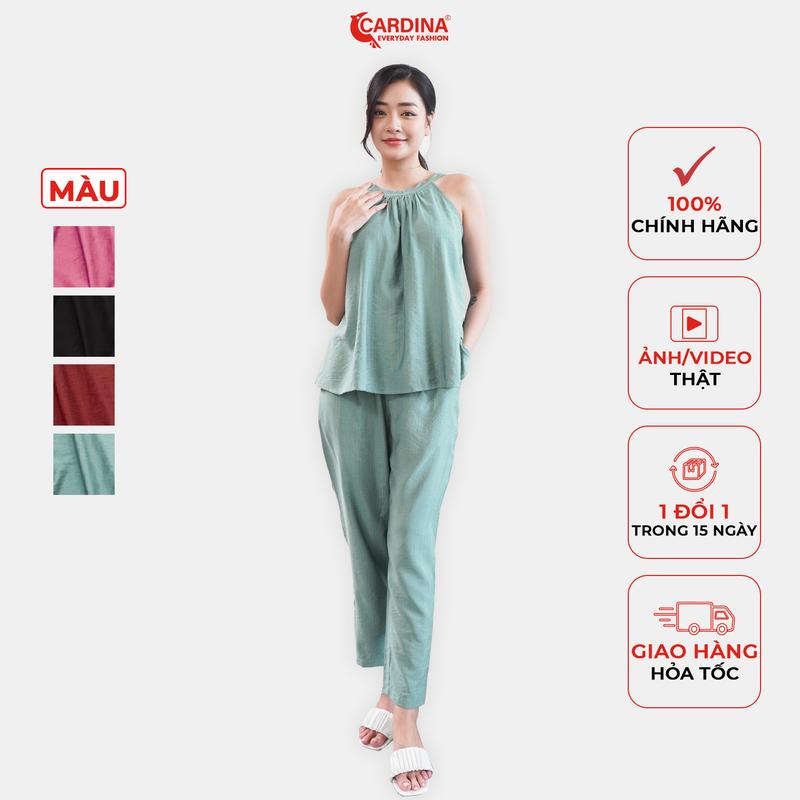 Tách Bộ Nữ  Chất Đũi BamBoo Xước Cao Cấp Set Bán Rời Quần Baggy Basic Áo Cổ Yếm Quyến Rũ 2AF03-2Q03