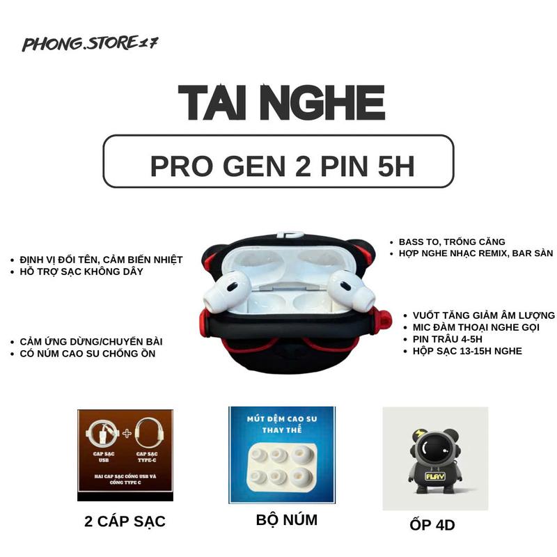 (Tặng Ốp 4D + Cáp Sạc) Tai Nghe AP PR0. Gen2 - Tặng Kèm Ốp 4d - Cáp Sạc , Bảo Hành 6 Tháng Nhét Tai Nghe Nhạc tai nghe  iphone