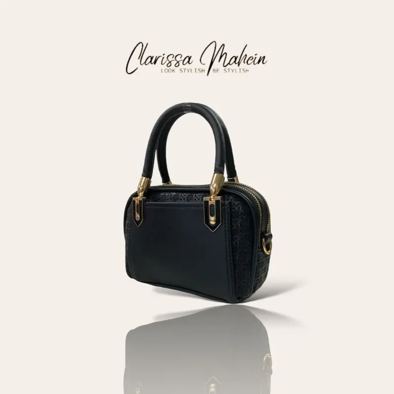 CLARISSA MAHEIN Tas Tangan Bahu Wanita Alya Motif Kombinasi Polos Tikar Tali Panjang Pendek | Slingbag Handbag Women | Tas Selempang Terbaru 0