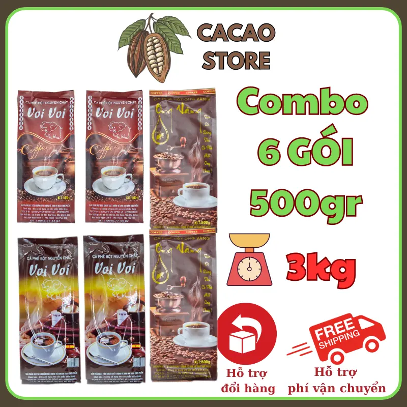 COMBO 6 GÓI cà phê 1 kg voi 1 1 kg ong vang 1kg voi 2 coffee hương vị dộc đao combo 6 Cafe c7  coffee cafe  bột tea  coffee chồn chính hãng