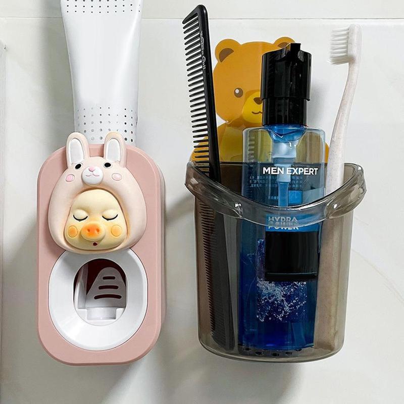 Dụng Cụ Lấy Kem Đánh Răng Kem Đánh Răng Tự Động, Dụng Cụ Lấy Kem Đánh Răng Lười Biếng, Thiết Kế Hoạt Hình Dễ Thương, Treo Tường Cho Trẻ Em, Không Cần Đục Lỗ, Giá Để Đồ. 2