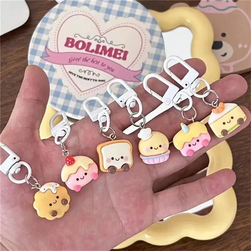 Cute Cartoon Food Design Keychain, 6/12pcs Mini Dessert Design Keychain, Bag Charm, Party Gift for Friends, Party Favors 4