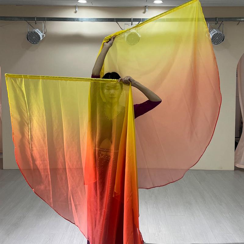 Product Introduction of Women Belly Gradient Dance Long Fan National Long Bamboo Fan Colors Silk Fans For Dancer Decor Hand 18