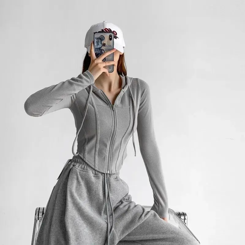 Grania Premium High Quality Jacket Sweater Zipper Hoodie Crop Top Wanita Kekinian Fashion Outfit Korean Style Jaket Suiter Hoodie Crope Jiket Hudie Cewe Bahan Fleece 6