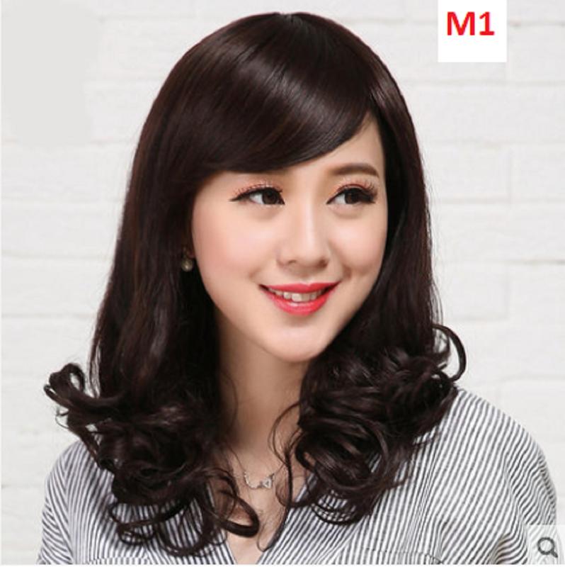 Bộ tóc giả nguyên đầu dài xoăn trung niên M1 2