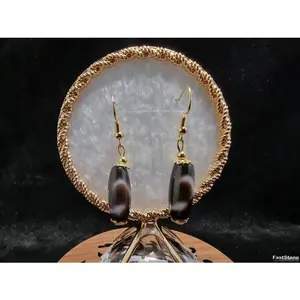 Anting Batu Akik Dzi High Oil Flying Dragon Blessed Tibet 21mm E1261