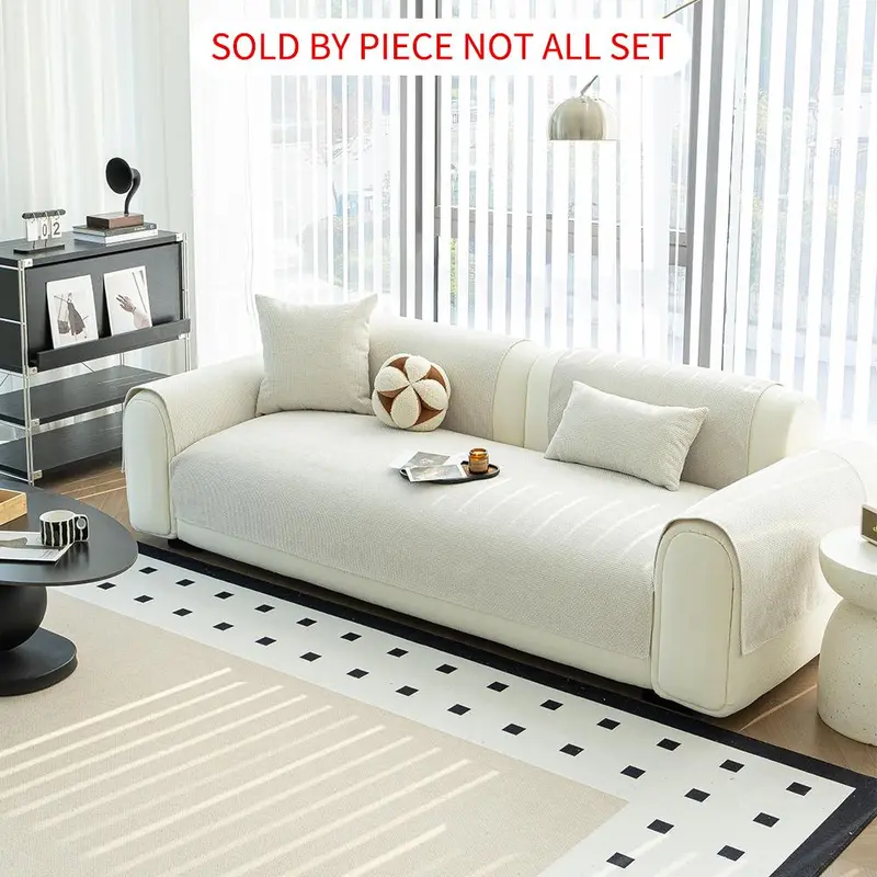 Solid Color Couch Cover, 1 Count Non-slip Sofa Slipcover, Decorative Dust Cover for Home Living Room, Sofa Protector for Pet, Home Decor 6