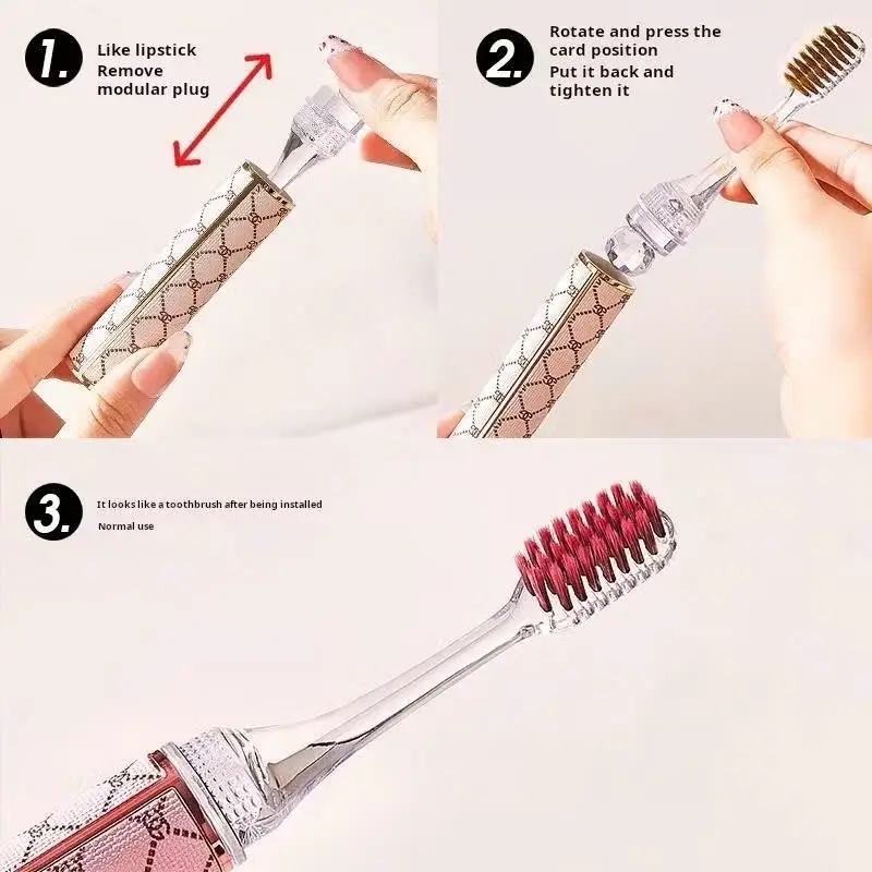 Bàn chải đánh răng gấp gọn dạng son môi sang chảnh tiện lợi 2