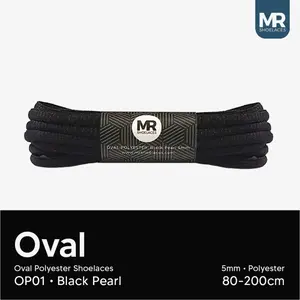 MR Shoelaces OP01 Black Pearl Tali Sepatu Oval 5mm 70cm 80cm 90cm 100cm 120cm 130cm 140cm 150cm 180cm 200cm