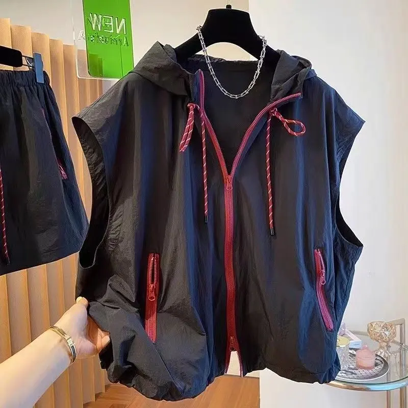 Áo Vest Có Mũ Trùm Đầu, Cỡ Cực Lớn (150kg), Không Tay, Mặc Ngoài Trời Mùa Xuân Và Mùa Hè, Nhẹ, Dễ Phối Đồ, Dáng Rộng Vừa Vặn, Thường Ngày, Nhanh Khô, Chống Nắng, [5691 Yêu Thích]