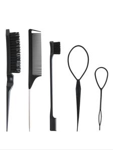 Set de Peines para Estilizar el Cabello, Set de Herramientas para Estilizar el Cabello, Incluye Peine, Peine de Cola Puntiaguda, Brocha para Cejas y Pasador para el Cabello, Herramientas y Accesorios Profesionales para Salón de Belleza
