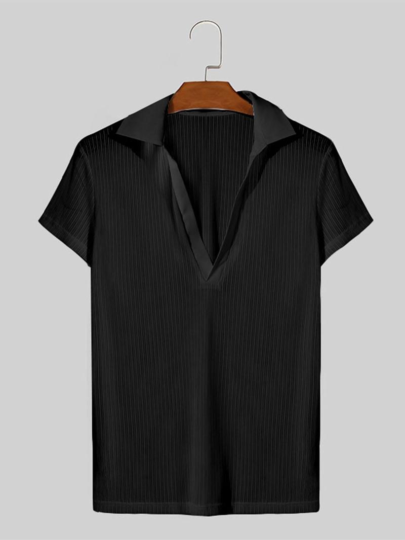 Product Introduction of Men's Solid Sheer Polo Shirt, Casual Regular Fit Short Sleeve  Top for Summer, Fashion Men's Clothes for Daily Wear 13