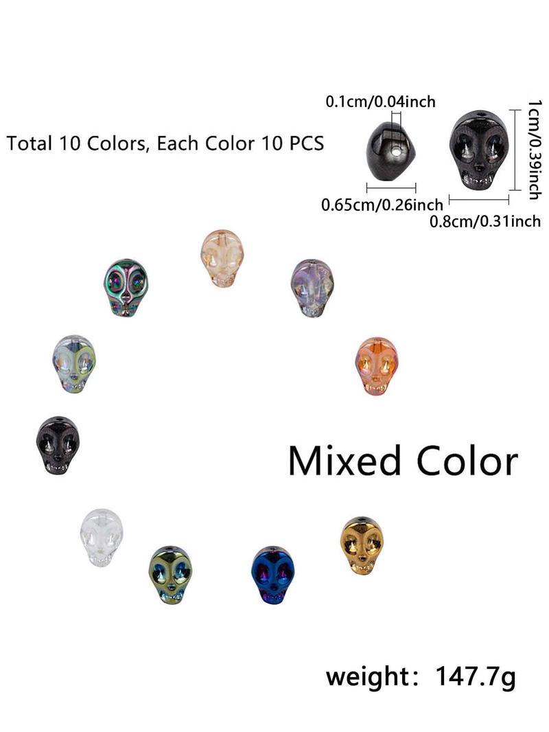 Product Introduction of Mixed Color Glass Beads Kit, Skull Shaped Beads, DIY Jewelry Making Supplies for Bracelet Necklace Earrings Making, Valentine's Day, Gift 1