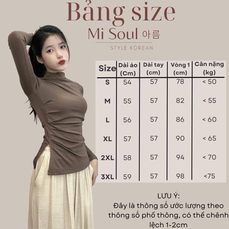 Product Introduction of Áo Giữ Nhiệt Dài Tay Nữ Cổ 3 Phân Nhúm Sườn Xẻ Tà BigSize MiSoul, Áo Thu Đông Cổ 3 Phân Dáng Form Ôm Body 222 Top Cổ Tròn Women Ong Đen 0