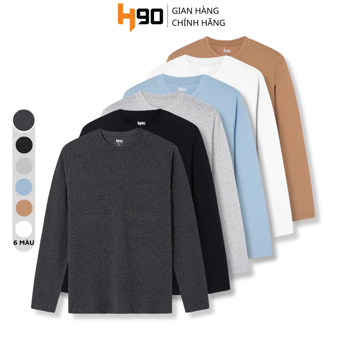 Áo Thun Nam Dài Tay H90 Áo Thu Đông Cổ Tròn Chất Cotton Cao Cấp Thoáng Mát Thấm Hút Cực Tốt Co Giãn Thoải Mái HLTC001 Menswear ADT01 Nhung Ong