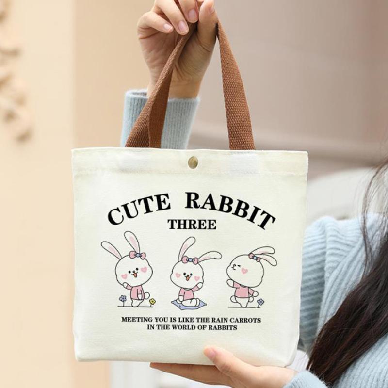 Product Introduction of Túi Xách Vải Bố In Họa Tiết Hoạt Hình, Túi Tote Ăn Trưa Nhân Viên Văn Phòng Mini, Túi Đựng Đồ 12