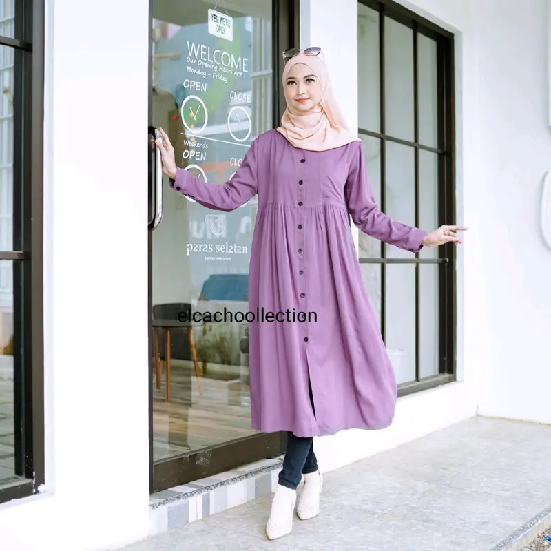 Baju Tunik Wanita Muslim Katun Rayon  Atasan  Cewek Kain halus 5