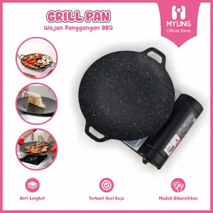 MYUNG Wajan Grill Pan Alat Panggang Anti Lengket Wajan BBQ 32cm dan 28cm