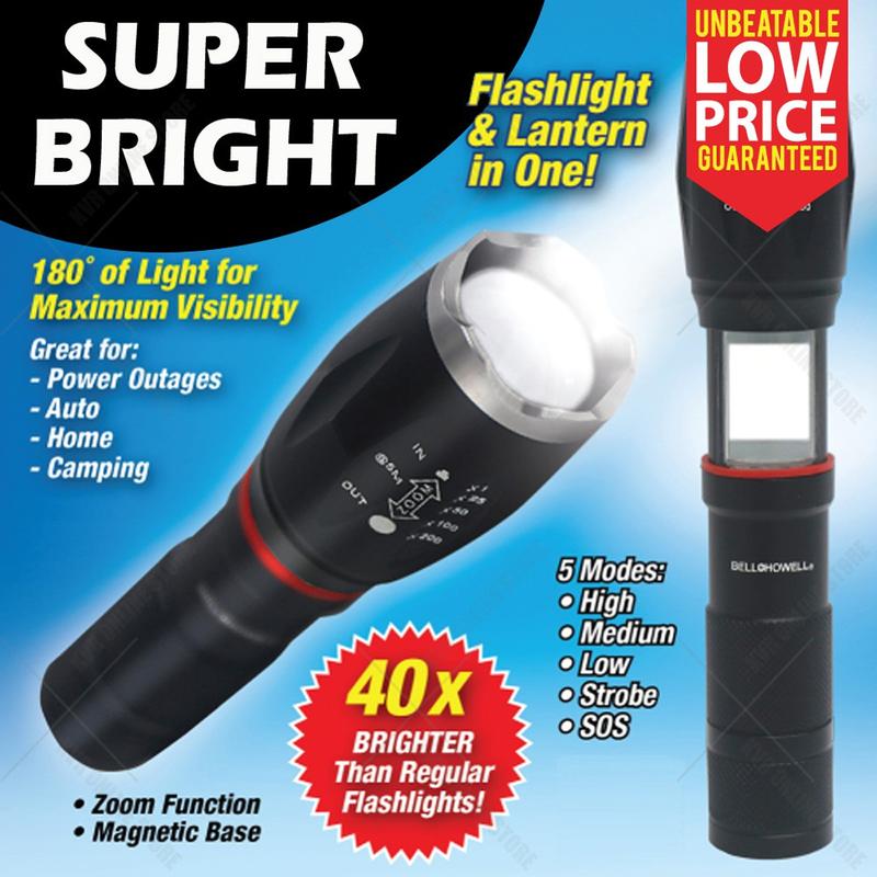 Super Bright Flashlight Extandable 40x Brighter 180° Magnetic/Lampu ...