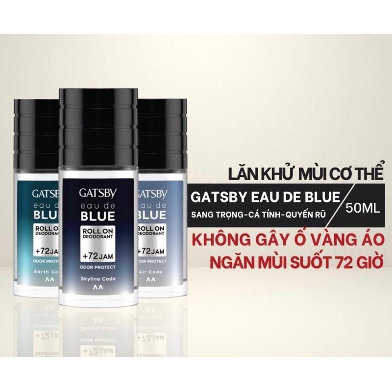 Lăn Khử Mùi Nam Gatsby Eau De Blue Roll On Deodorant 50ml - Hiệu quả 72 giờ - Làm Đẹp Da, Xịt Thơm Khử Mùi Hôi
