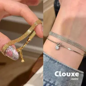 【Clouxe】Rantai tangan dengan deret berlian sederhana dan pita dari gaya istana klasik F118