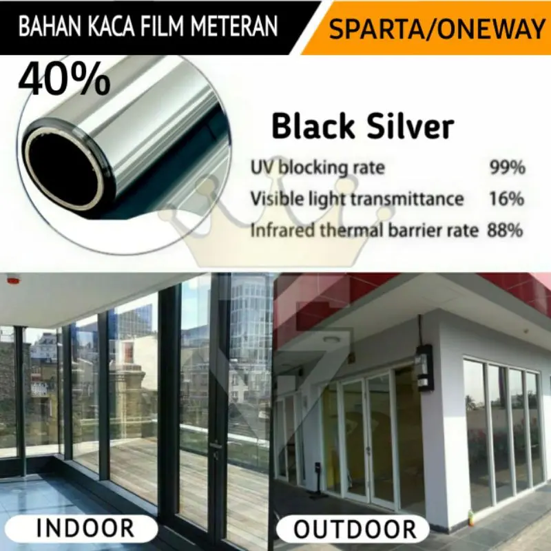 KACA FILM MOBIL ONE WAY SILVER CERMIN SPARTA PREMIUM SUN PROTECTOR BISA UNTUK KACA JENDELA RUMAH 1
