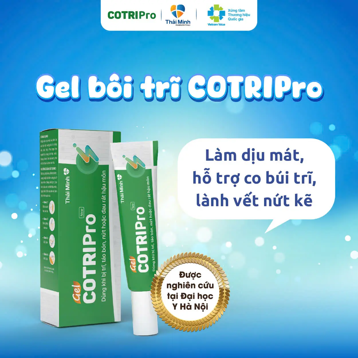 Gel bôi trĩ COTRIPro Thái Minh tuýp 25gr - Gel bôi dịu mát, làm lành nứt kẽ, hỗ trợ giảm đau, co trĩ - Shop che tên sản phẩm
