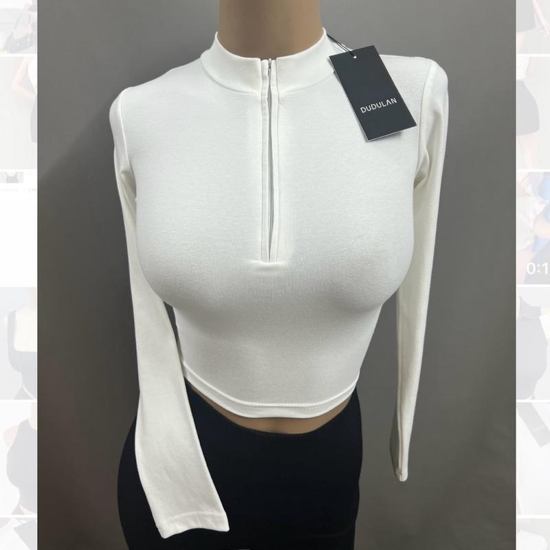  Áo croptop dài tay kéo khoá cổ ANNAKIKI -A82 